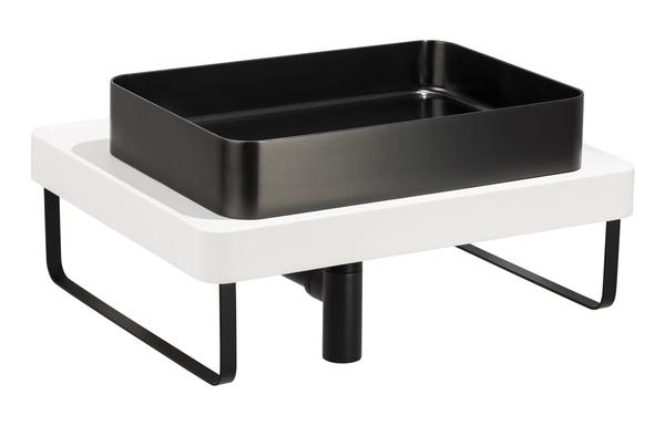 Abode Tableau/Iox Shelf & Tablet Basin Set - Chalk White w/Matt Black Finishes